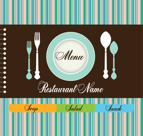 Cutlery and restaurant menus vector material 02