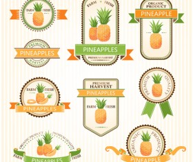 Delicate fruits labels vector material set 03