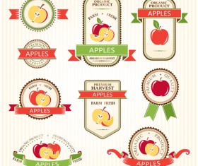 Delicate fruits labels vector material set 08