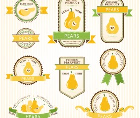 Delicate fruits labels vector material set 12