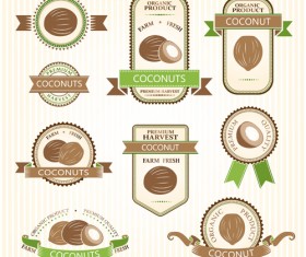 Delicate fruits labels vector material set 17