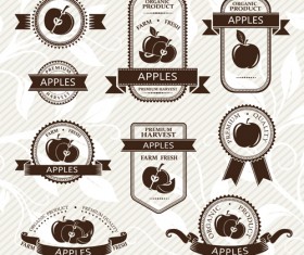 Delicate fruits labels vector material set 18