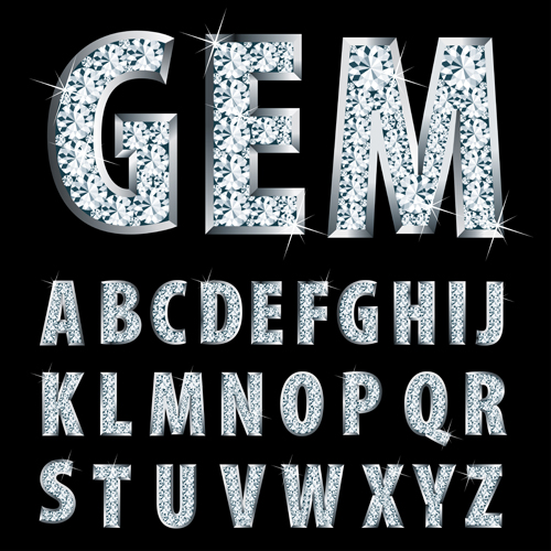 Diamond shiny alphabet design vector
