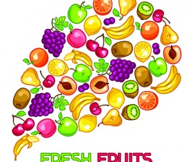Different fresh fruit vector background