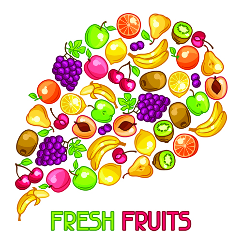 Different fresh fruit vector background