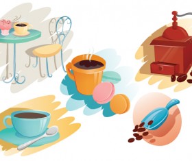 Elegant coffee elements vectors material