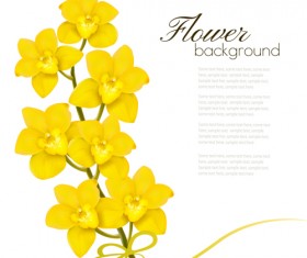 Elegant yellow flowers art background vector 01