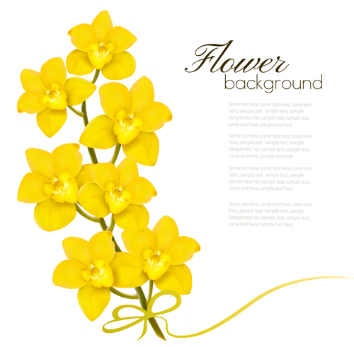 Elegant yellow flowers art background vector 01