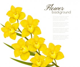 Elegant yellow flowers art background vector 02