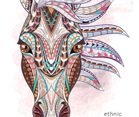 Ethnic pattern horse vector