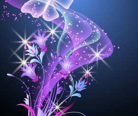 Fantasy butterflies with background vector graphics 01