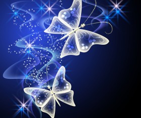 Fantasy butterflies with background vector graphics 02