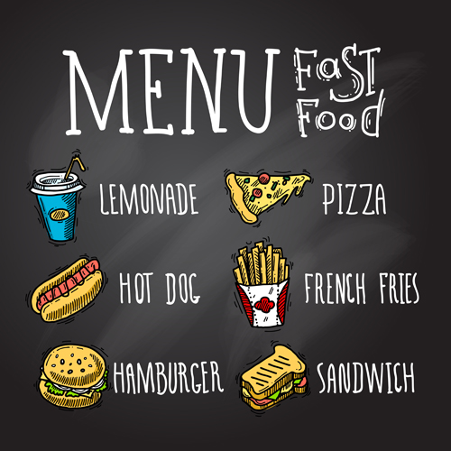 Fast food menu hand drawn vector 04