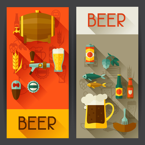 Flat style beer banners vector 01