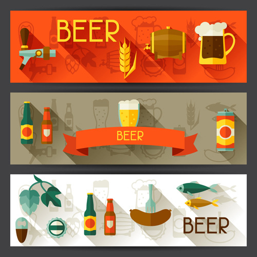 Flat style beer banners vector 02