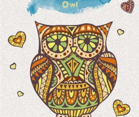 Floral decorative owl vector material 02