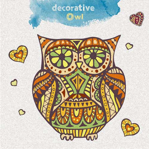 Floral decorative owl vector material 02
