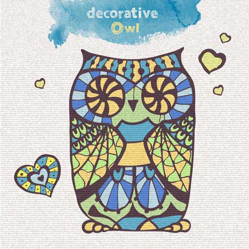 Floral decorative owl vector material 04