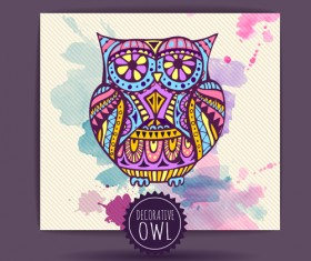 Floral decorative owl vector material 05
