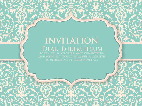 Floral ornate Invitation cards vector material