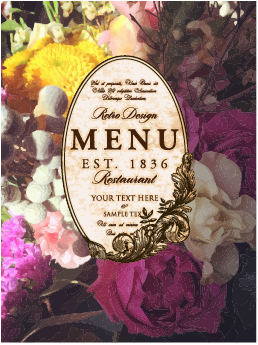 Flower restaurant menu cover vintage styles vector 03