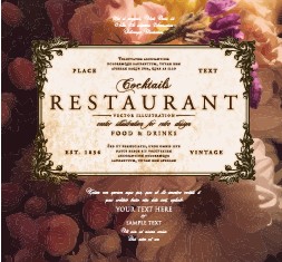 Flower restaurant menu cover vintage styles vector 05