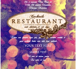 Flower restaurant menu cover vintage styles vector 07