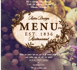 Flower restaurant menu cover vintage styles vector 08