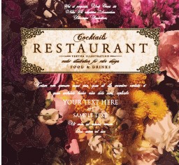 Flower restaurant menu cover vintage styles vector 09