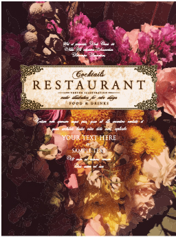 Flower restaurant menu cover vintage styles vector 09