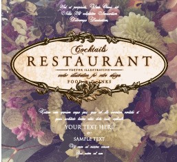 Flower restaurant menu cover vintage styles vector 10