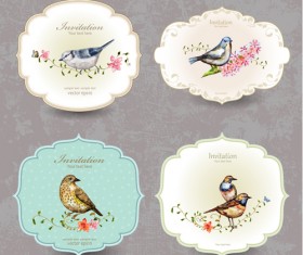 Flower with bird vintage Invitation cards vector