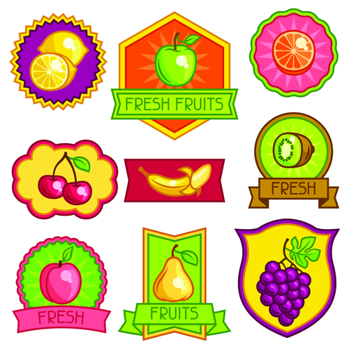 Fresh fruit labels vector design
