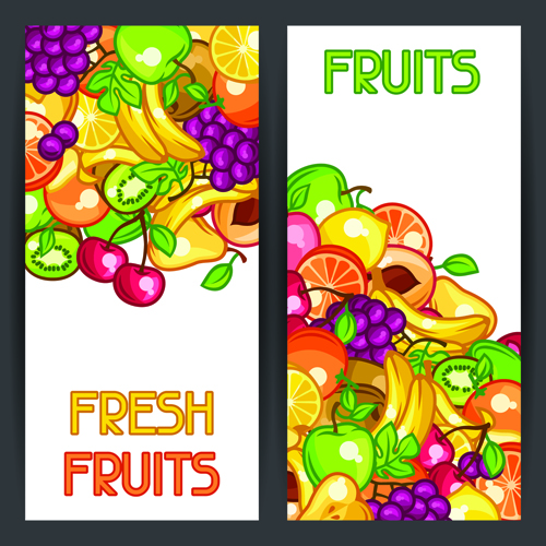 Fresh fruit vertical banner vector