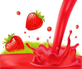 Fresh strawberry juice vector material