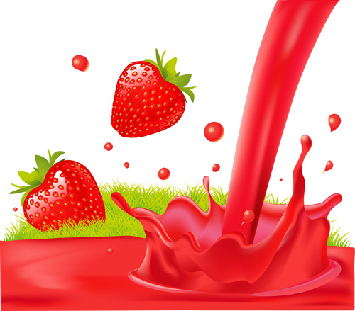 Fresh strawberry juice vector material