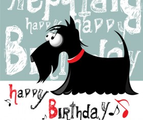 Funny cartoon character with birthday cards set vector 02