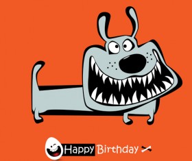 Funny cartoon character with birthday cards set vector 03