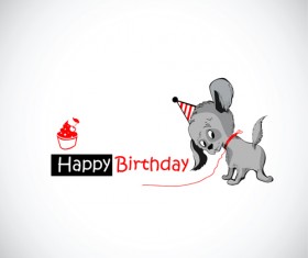 Funny cartoon character with birthday cards set vector 04