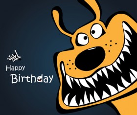 Funny cartoon character with birthday cards set vector 05
