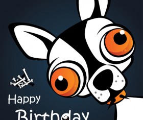 Funny cartoon character with birthday cards set vector 06