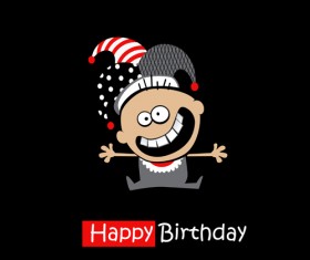 Funny cartoon character with birthday cards set vector 09