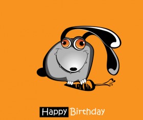 Funny cartoon character with birthday cards set vector 10