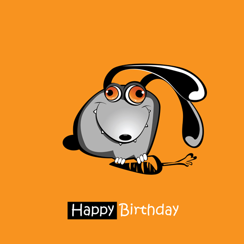 Funny cartoon character with birthday cards set vector 10 free download