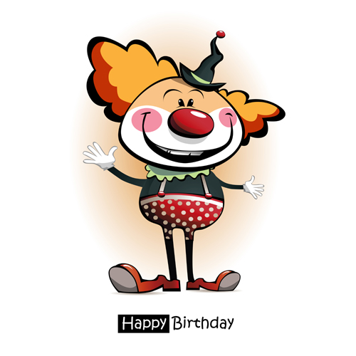 Funny cartoon character with birthday cards set vector 12 free download