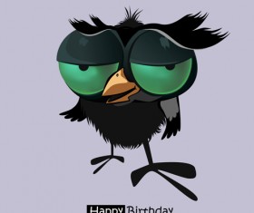 Funny cartoon character with birthday cards set vector 16