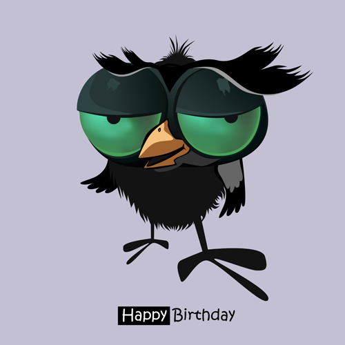 Funny cartoon character with birthday cards set vector 16