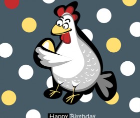 Funny cartoon character with birthday cards set vector 17