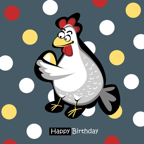 Funny cartoon character with birthday cards set vector 17