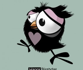 Funny cartoon character with birthday cards set vector 18